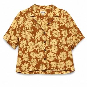 Toad&Co Fletcher SS Shirt Womens Medium Floral Camp Shirt Cottagecore Organic